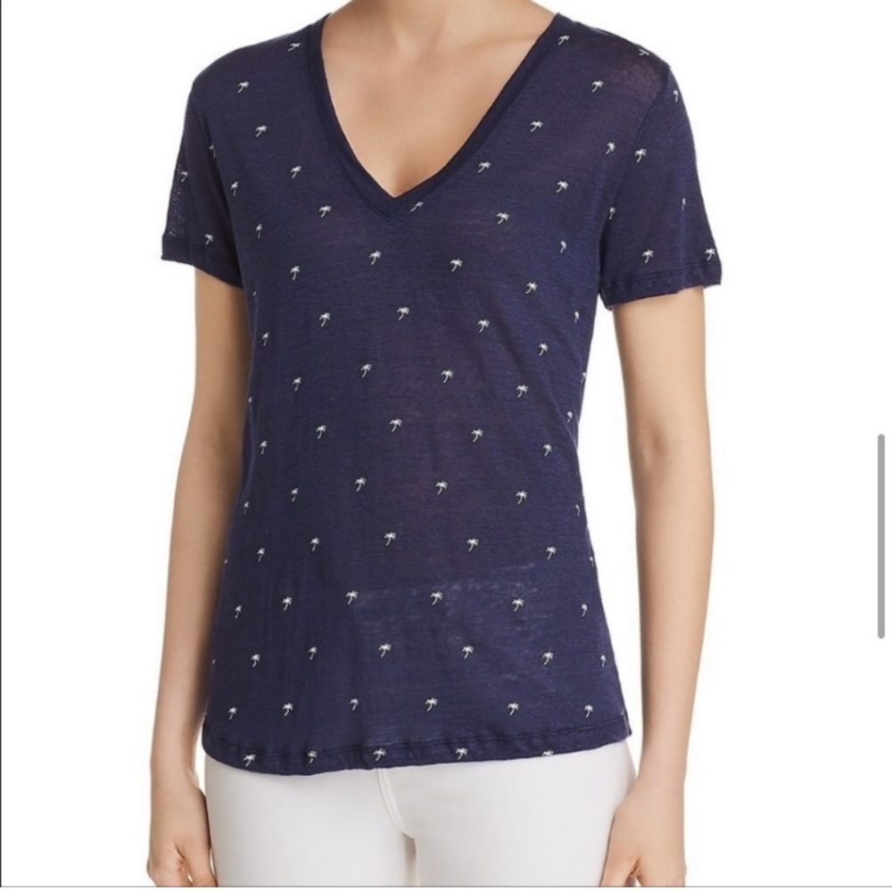 Rails Cara Linen Blend Tee XS EUC Navy